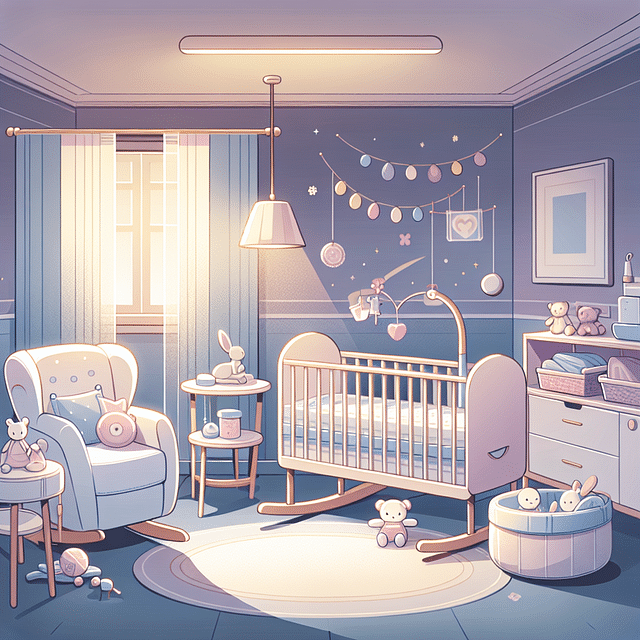 peaceful baby nursery with dim lighting