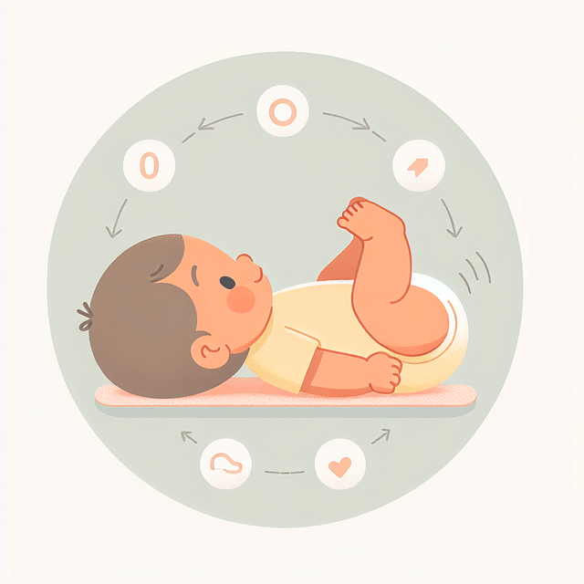 an infant showing signs of beginning to roll over