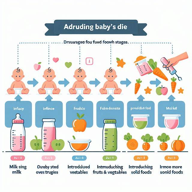 infographic on adjusting baby diet with growth stages