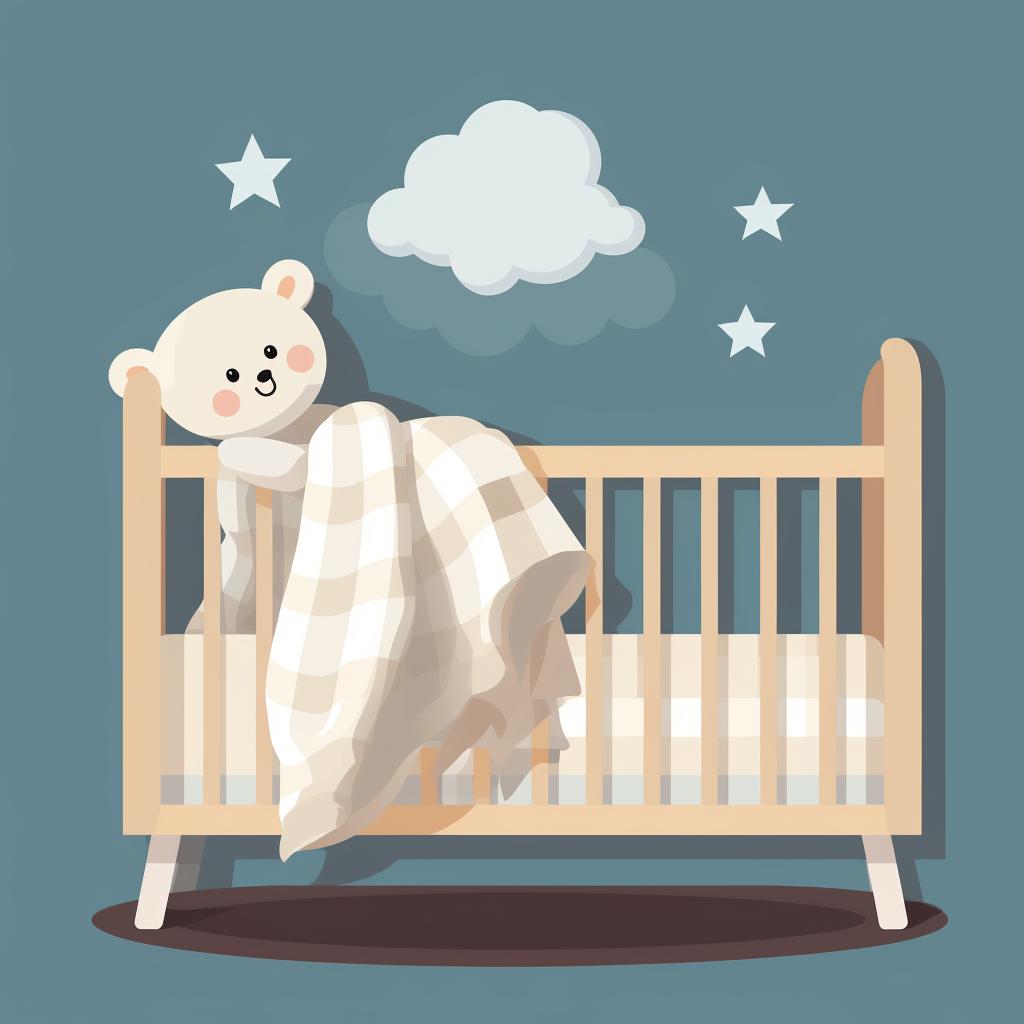 Crib with a comfortable blanket and a soft toy