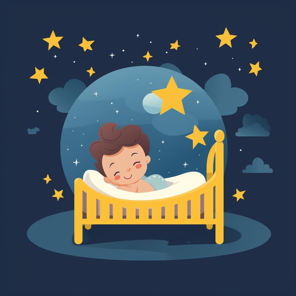 Baby sleeping in a crib at night