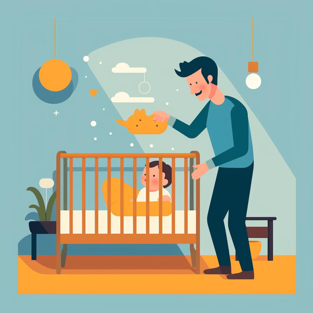 Parent gently placing baby into crib
