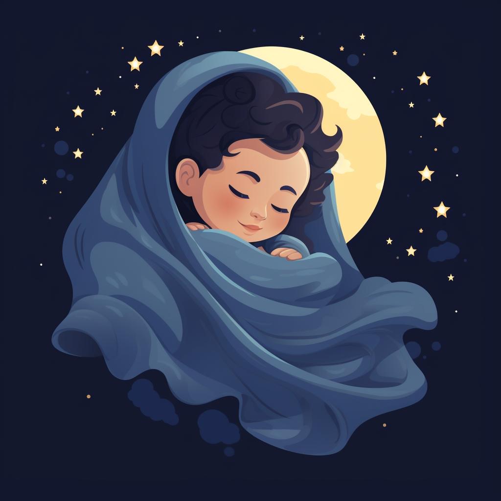Baby sleeping with a blanket at night