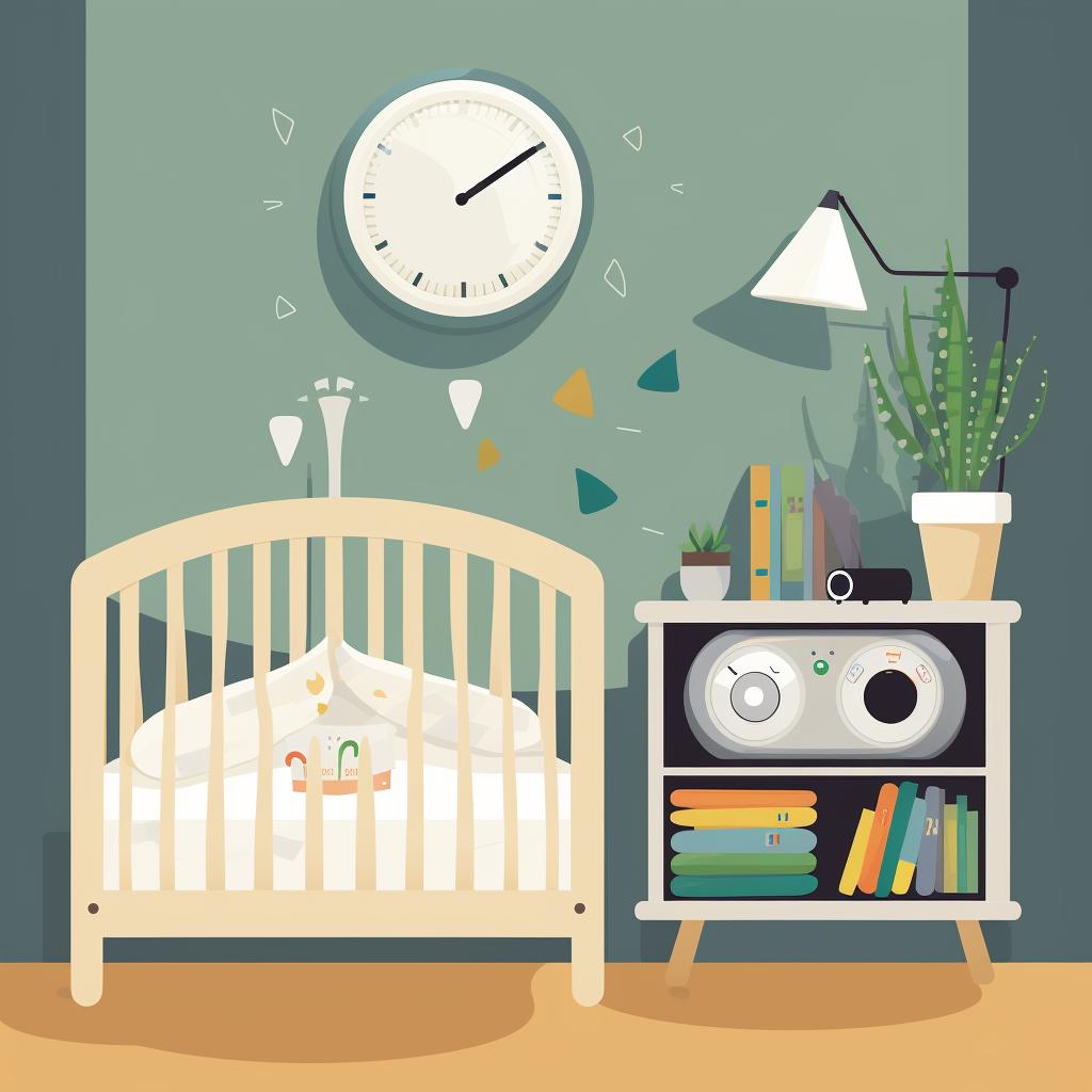 A white noise machine in a baby's room