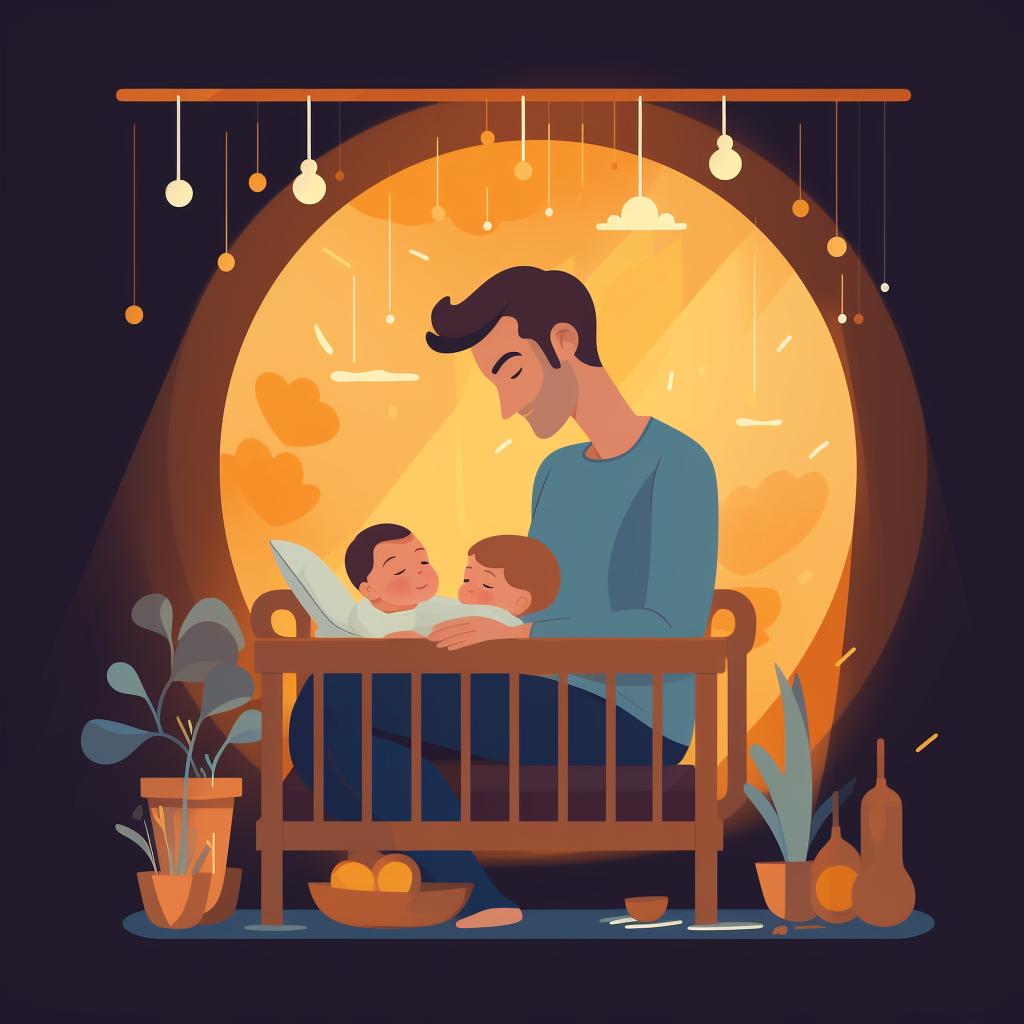 Parent soothing a baby in a crib